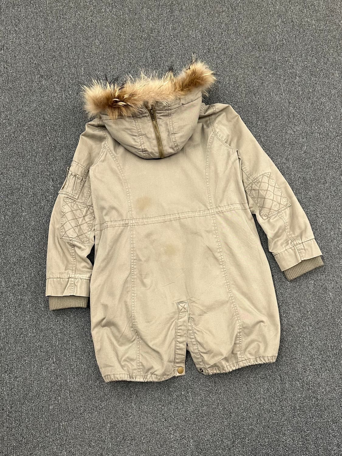 M)INGNI vintage 여성 베이지 퍼 후드 야상 자켓 상품이미지5