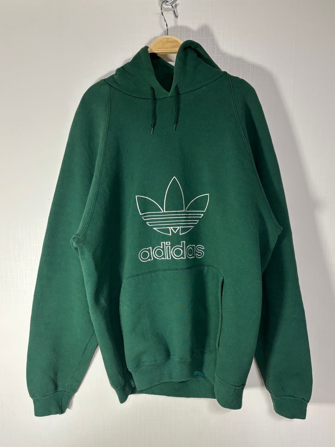 90s adidas USA 빈티지 아디다스 트레포일 후드티 그린 상품이미지5