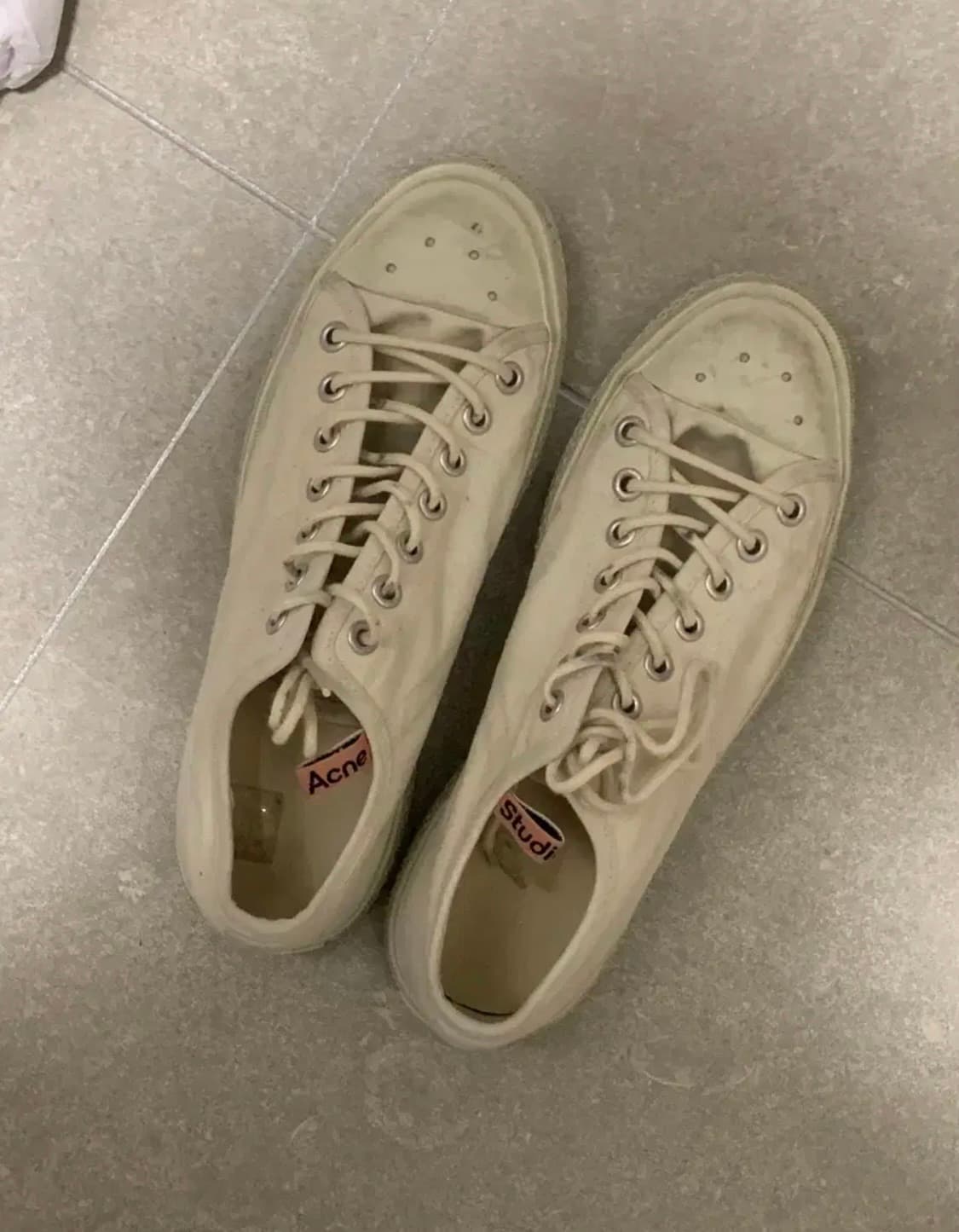 아크네 스튜디오 벨로우 텀블드 로우탑 스니커즈 Off White 40 상품이미지4