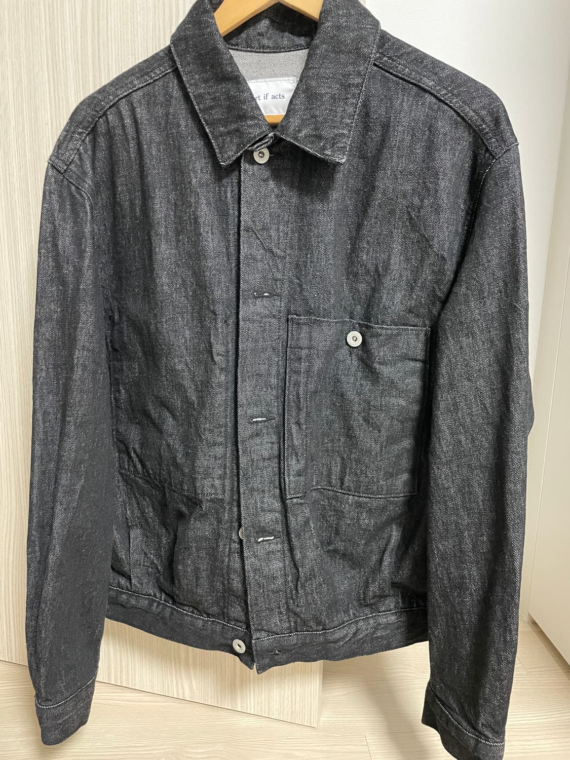 아트이프액츠 트러커 데님 자켓 워시드 블랙 상품이미지3