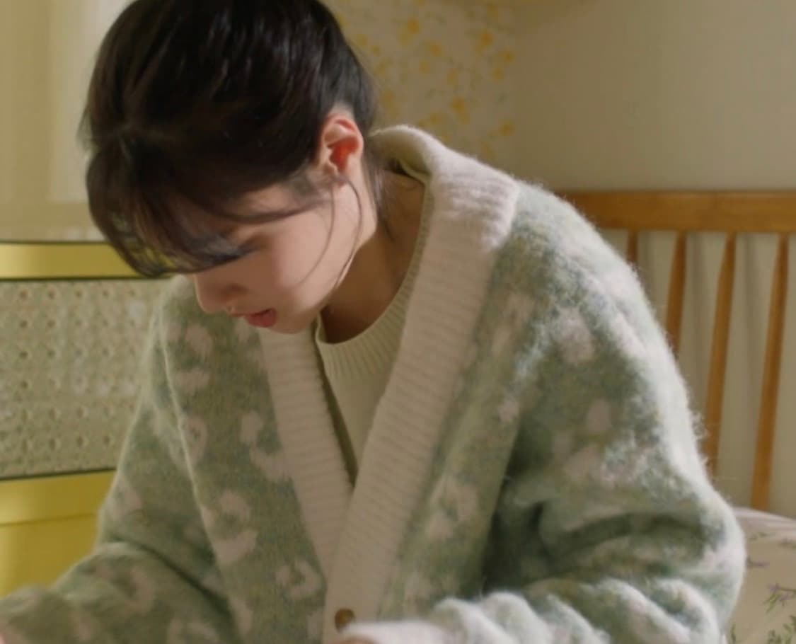 와이케이 YK 레오파드 니트 가디건 민트 상품이미지1