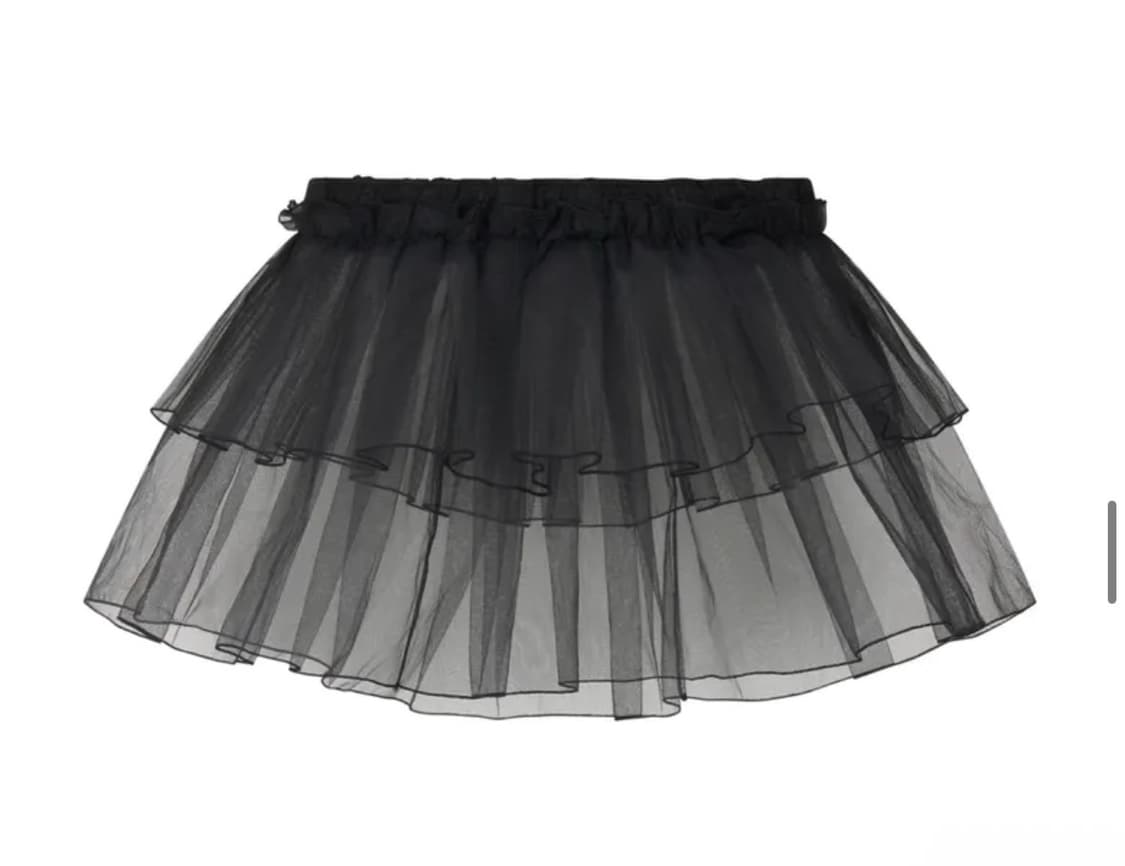 루즈슬립오버 메쉬 프릴 미니 스커트 블랙 상품이미지1