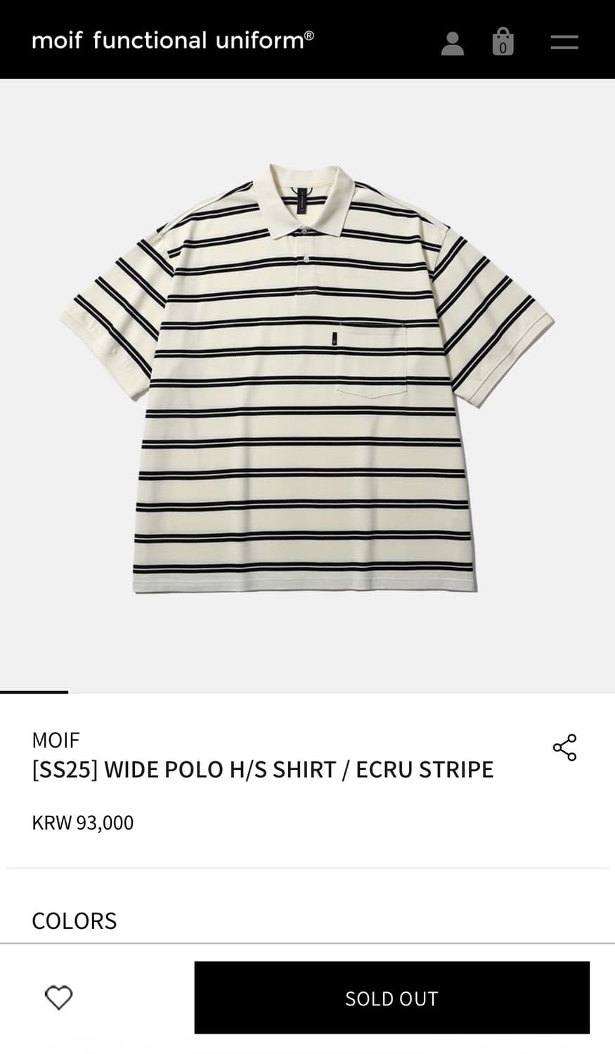 새상품,3사이즈) 25ss 모이프 WIDE POLO H/S SHIRT 상품이미지1