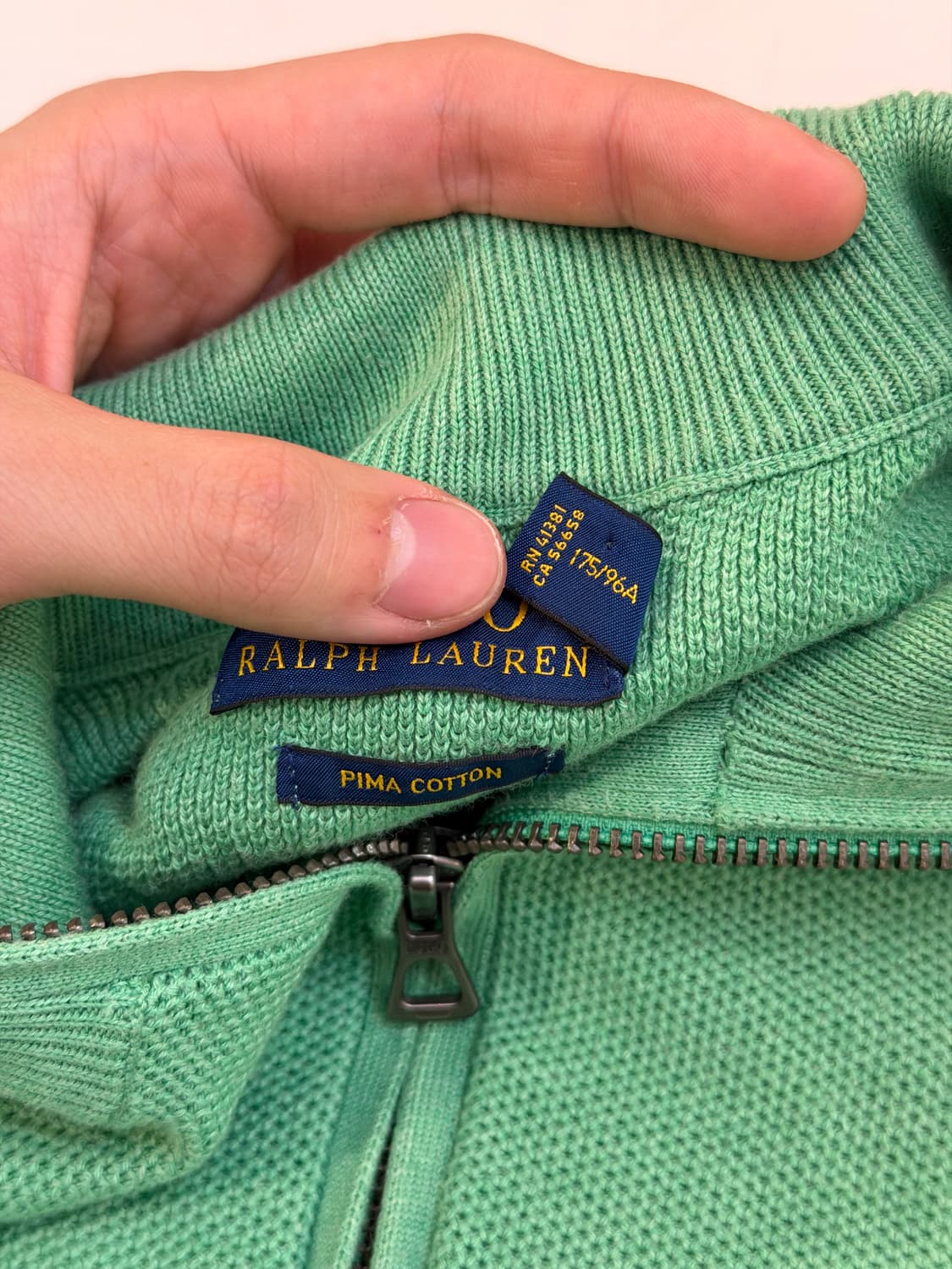 폴로 랄프로렌 반집업 와플 코튼 니트 그린 상품이미지6