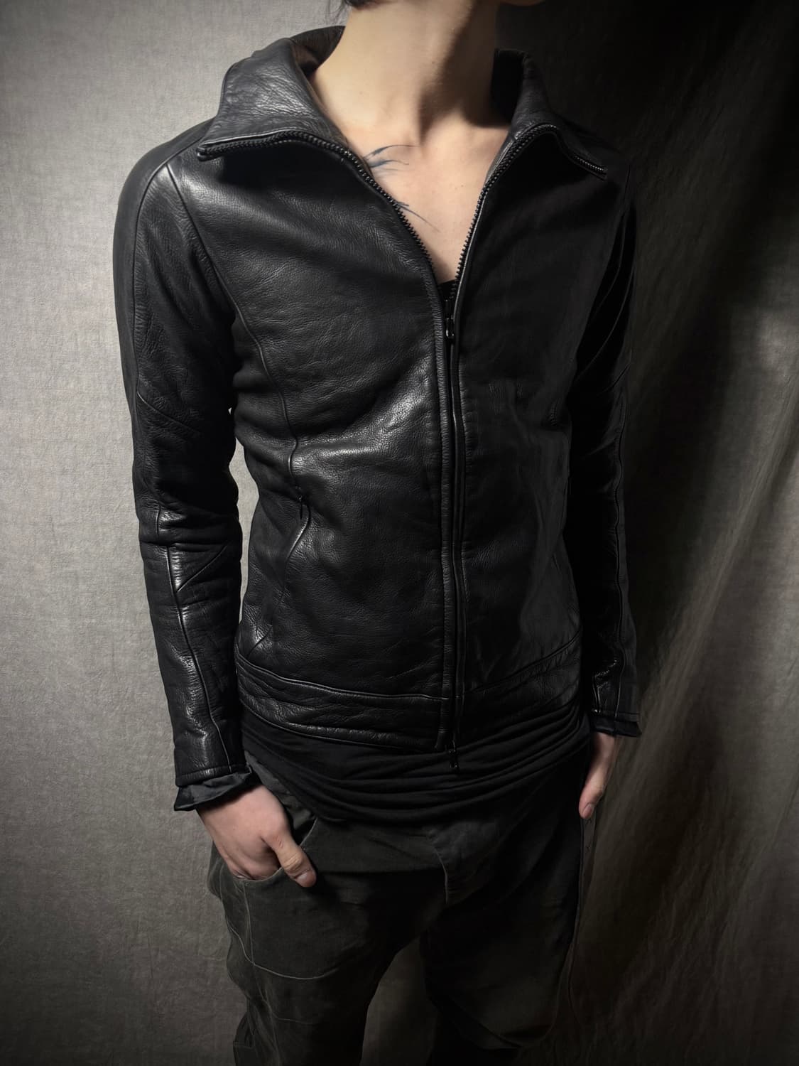 CIVILIZED High Neck Cow Leather Jacket 상품이미지1