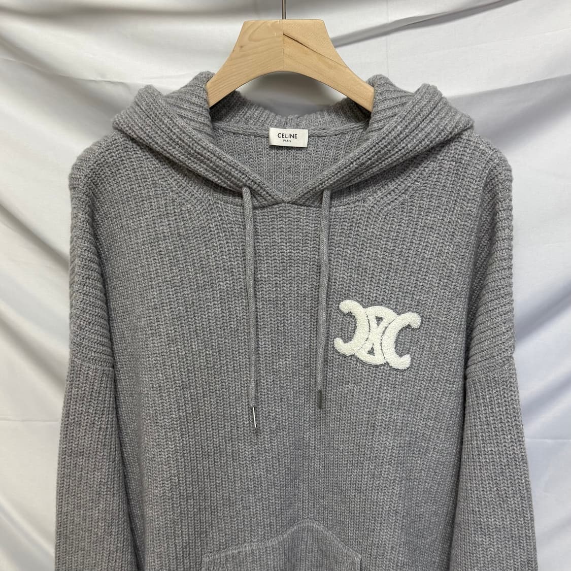 [S+급/2XL] 24FW 셀린느 트리옹프 리브드 울 니트 후드티 상품이미지2