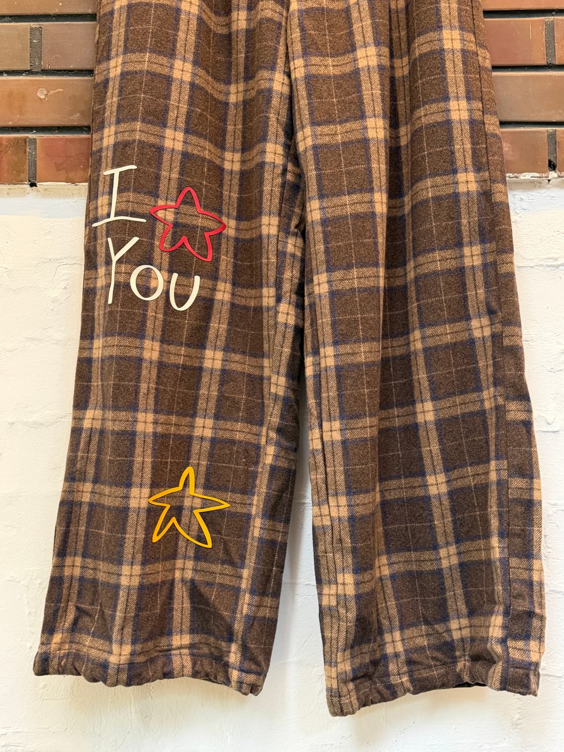 Jikoo 지쿠 체크 와이드 밴딩 팬츠 L 상품이미지4