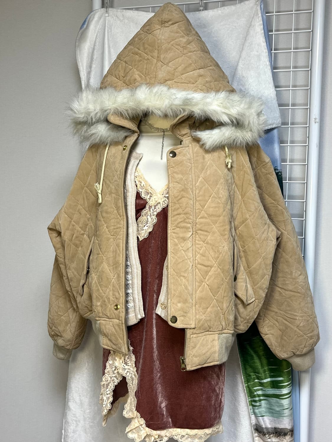 빈티지 블루종 퀼팅 점퍼 상품이미지2