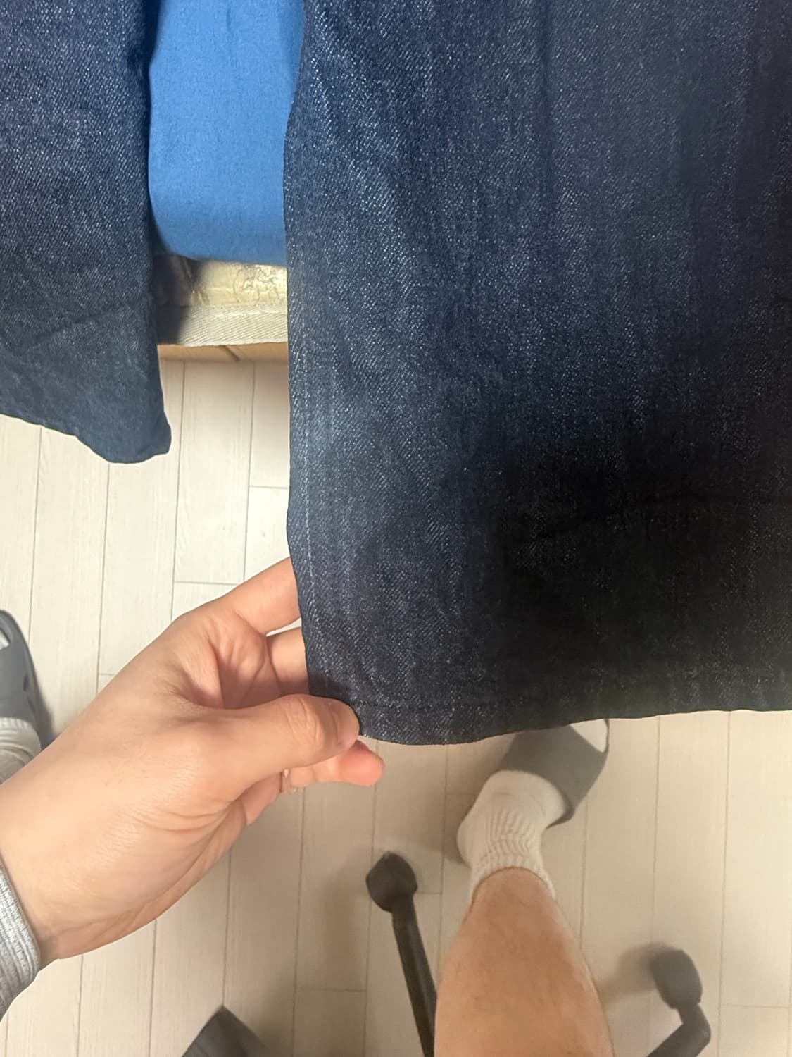 해칭룸 와이드 커브진 워시드 인디고 3 상품이미지2