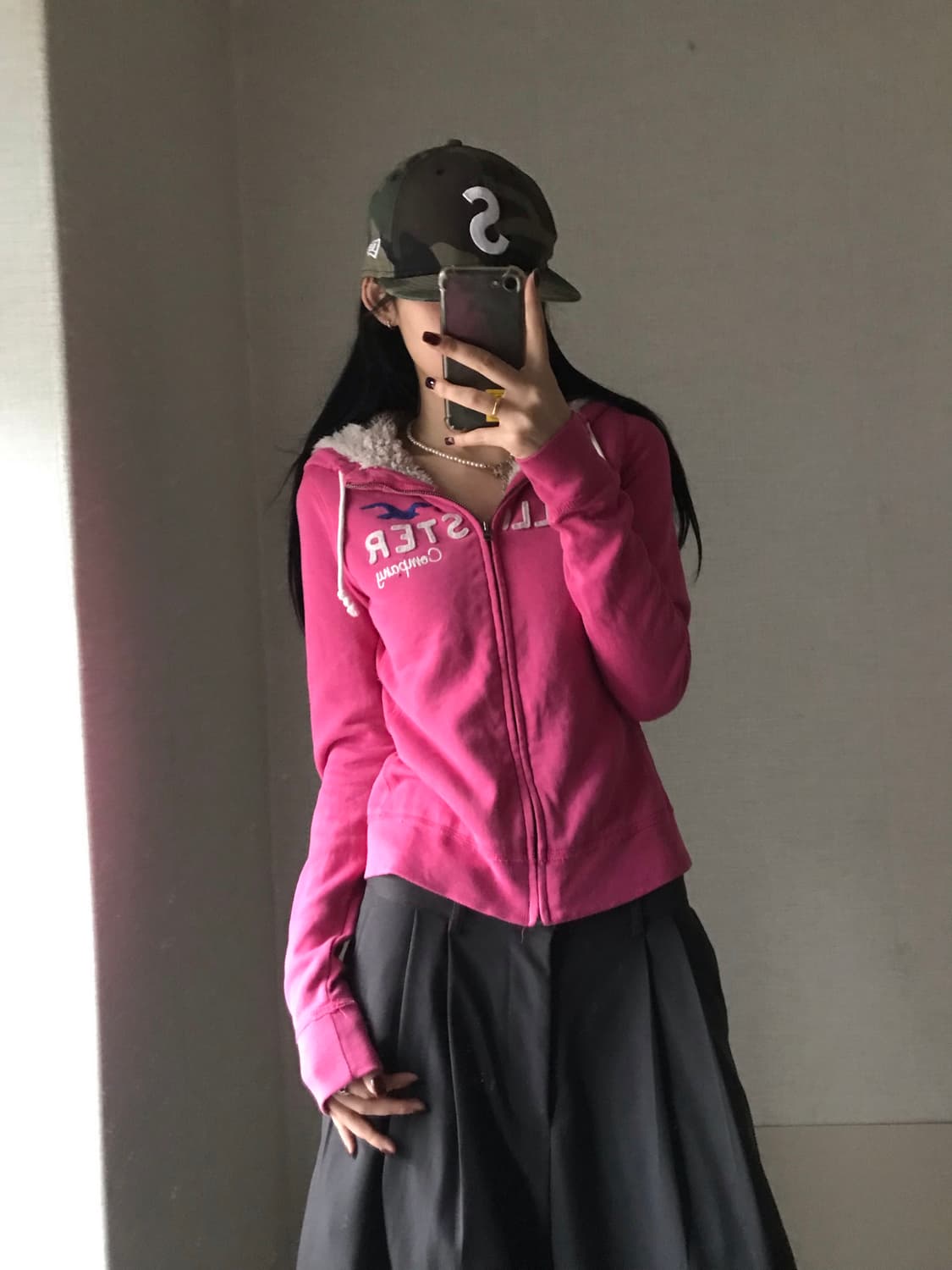 홀리스터 핑크 퍼후드집업 상품이미지5