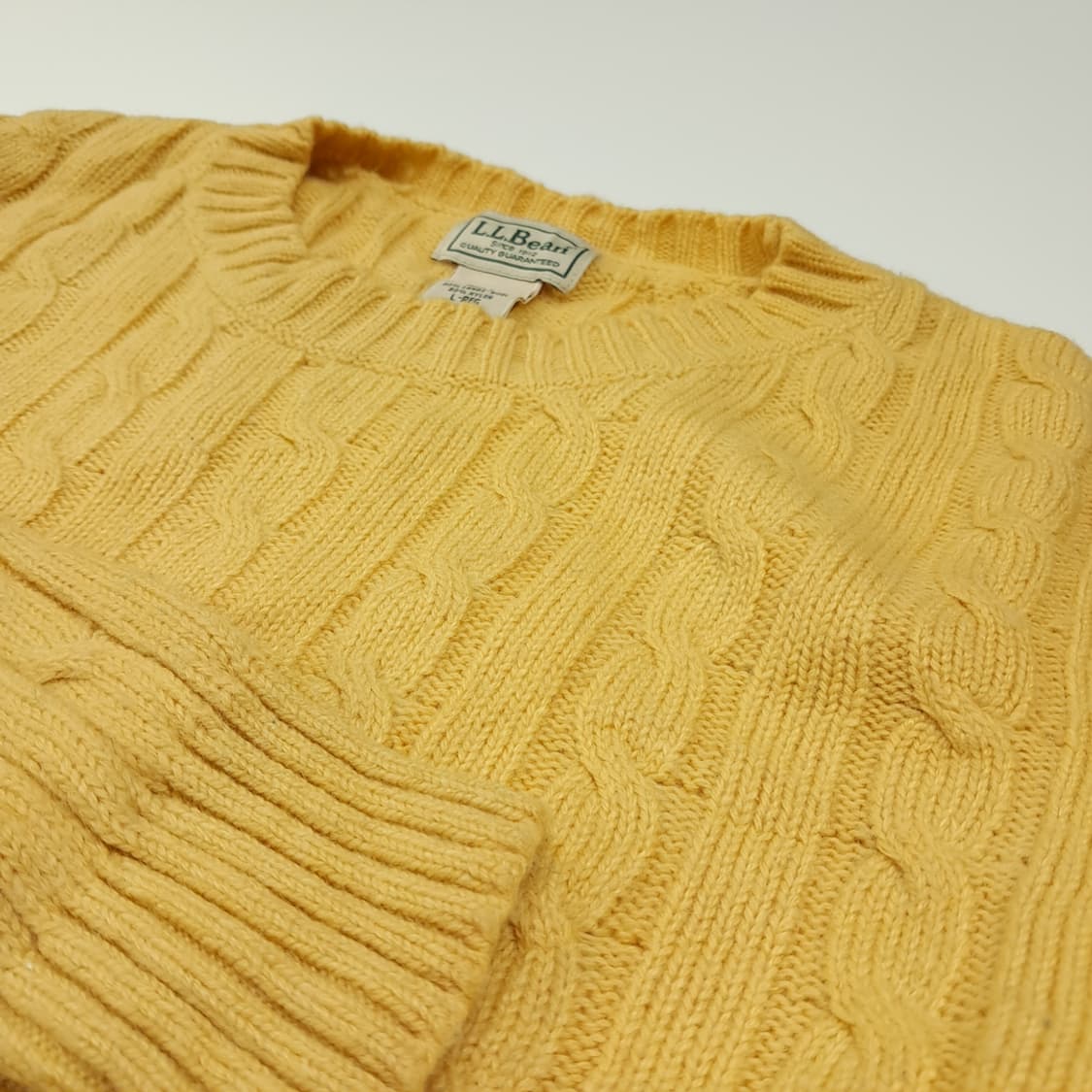 CL353 L 엘엘빈 90s 00s 램스울 케이블 옐로우 니트 스웨터 상품이미지3