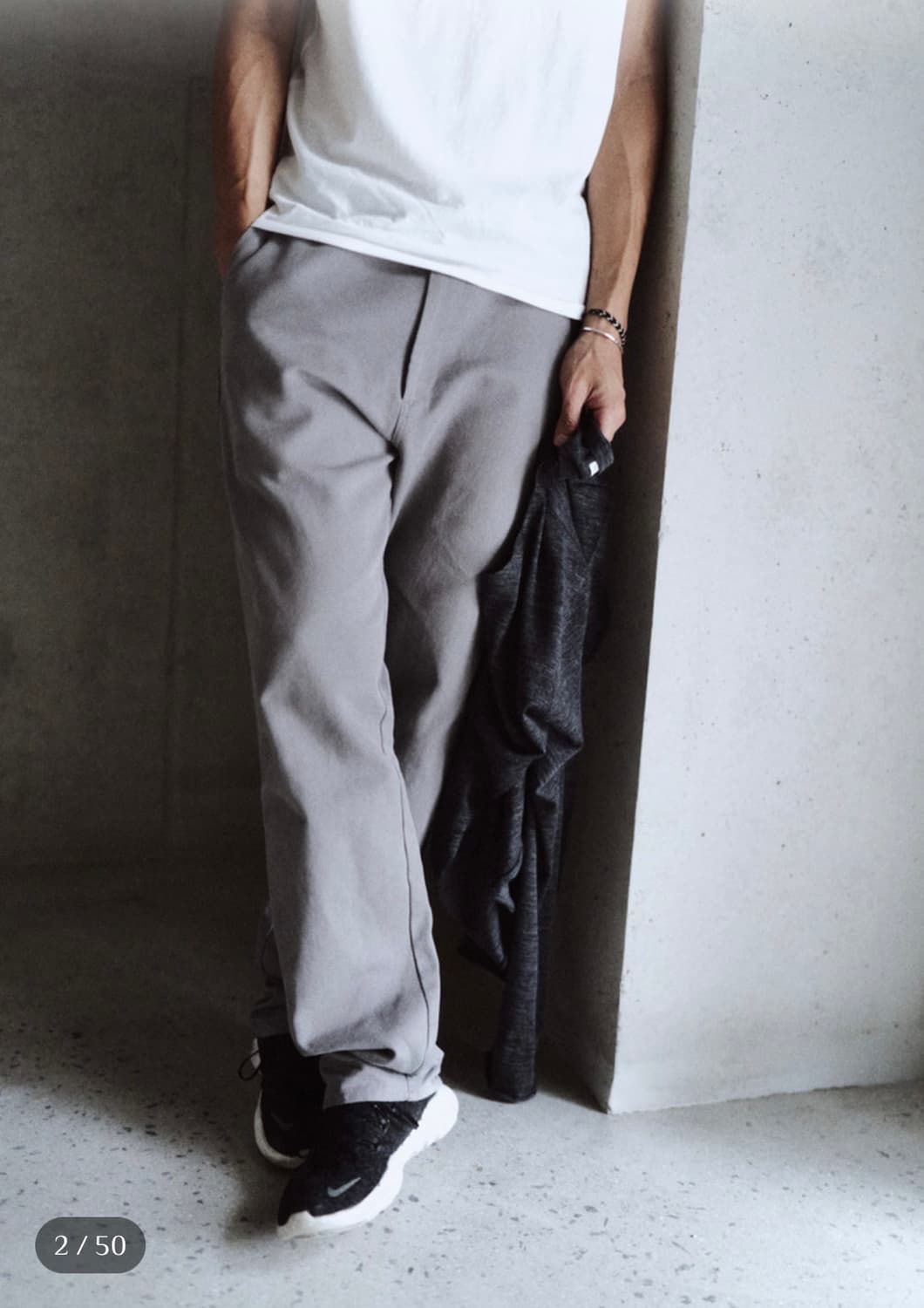 Mono prive Textured Straight Pants Black 상품이미지2