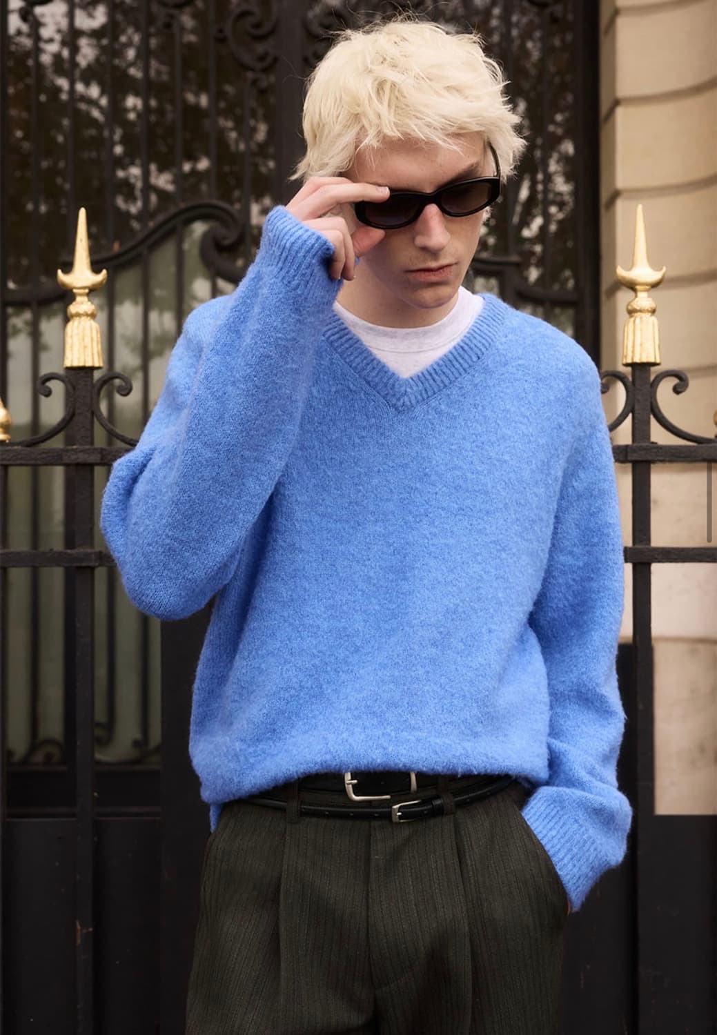 STU / 부클 브이넥 니트 (아주리 블루) / M 상품이미지1