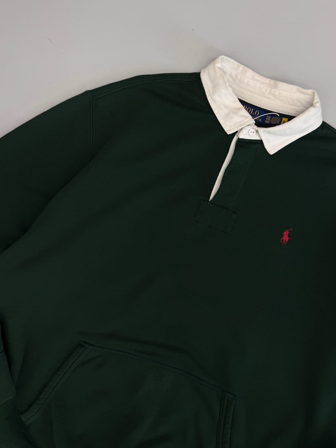 폴로 랄프로렌 오버사이즈 신형 QR라벨 딥그린 포켓 져지 럭비 셔츠 상품이미지2