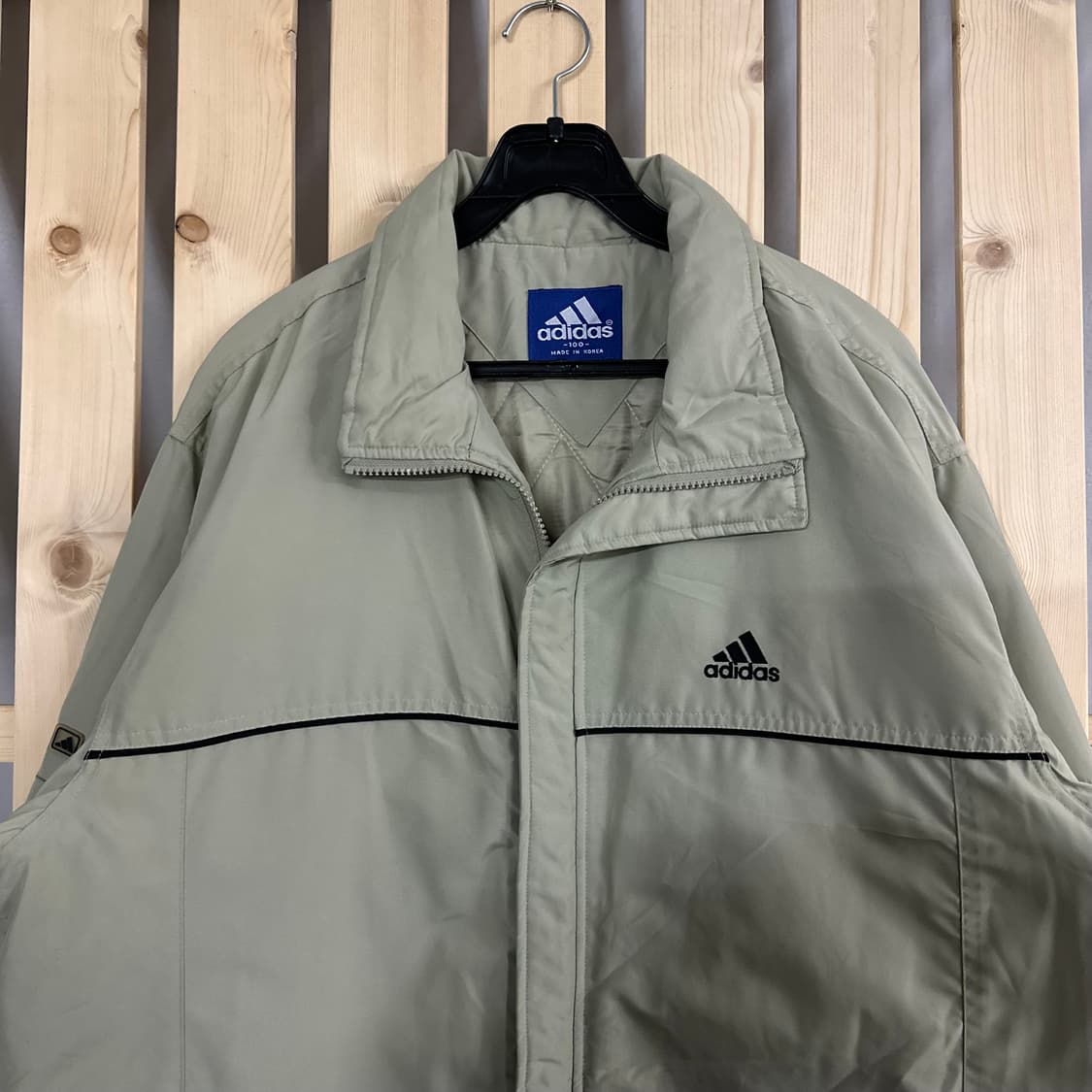 (L) 아디다스 90s 베이지 바람막이 패딩 자켓 상품이미지3