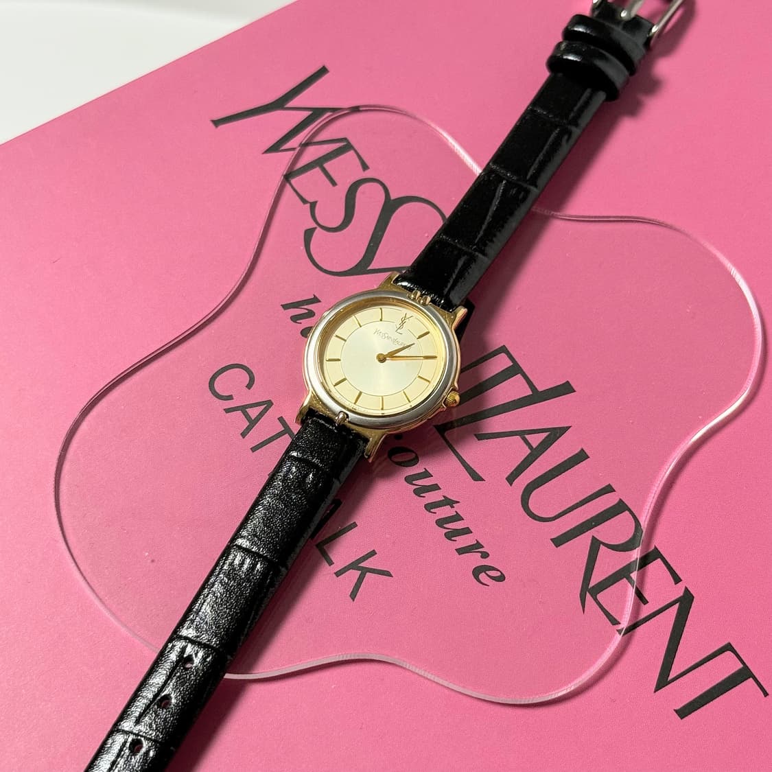 빈티지 YSL 골드 톤 라운드 다이얼 시계 상품이미지4