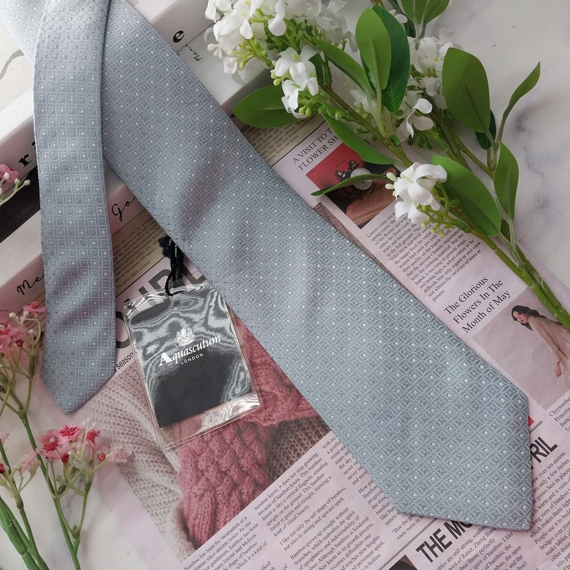 아쿠아스큐텀 넥타이  하늘색 8.7CM 새제품 K2125
 상품이미지4