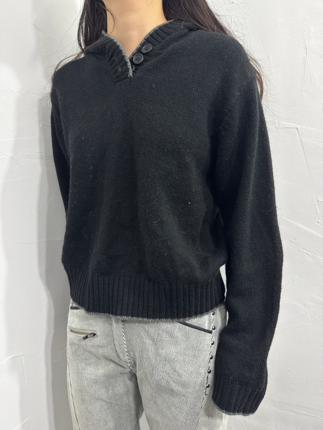 button hood knit  상품이미지1