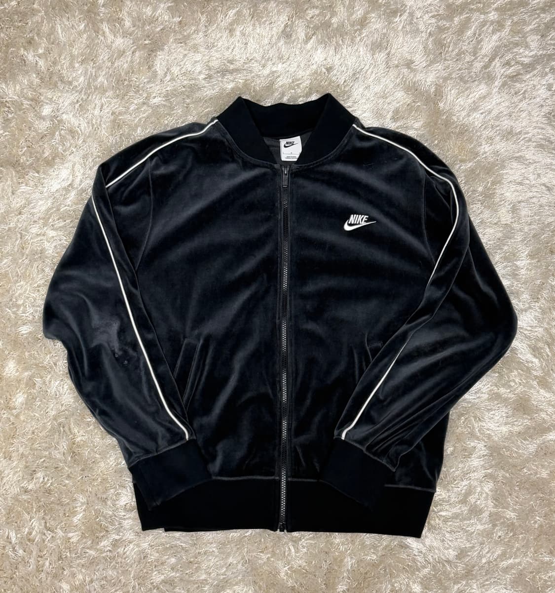 나이키 NSW 벨벳 자켓 블랙 화이트 L 상품이미지1