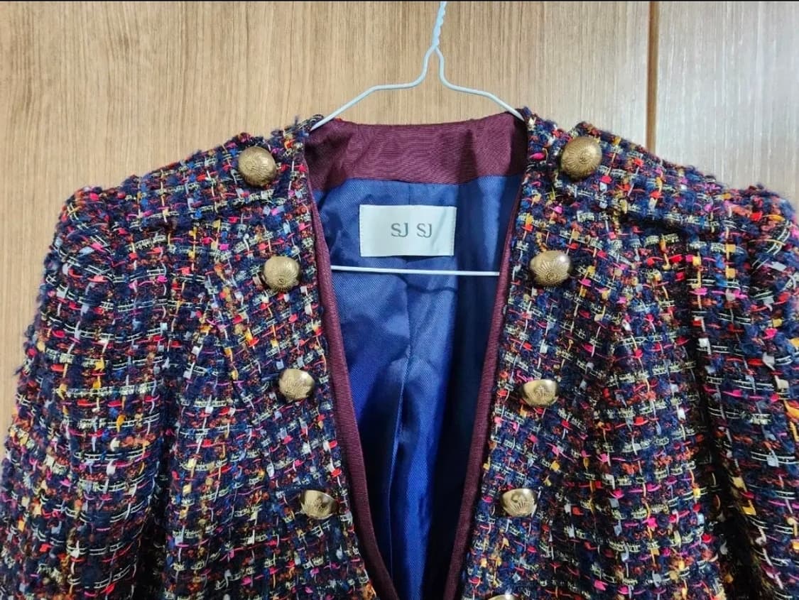 (66)여성 한섬 SJSJ 빈티지 트위드 금장 자켓 상품이미지2