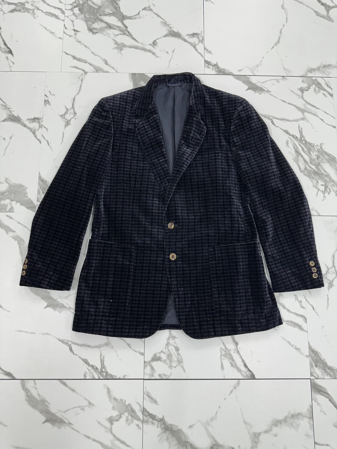 피에르가르뎅 벨벳 체크 투버튼 블레이저 상품이미지1