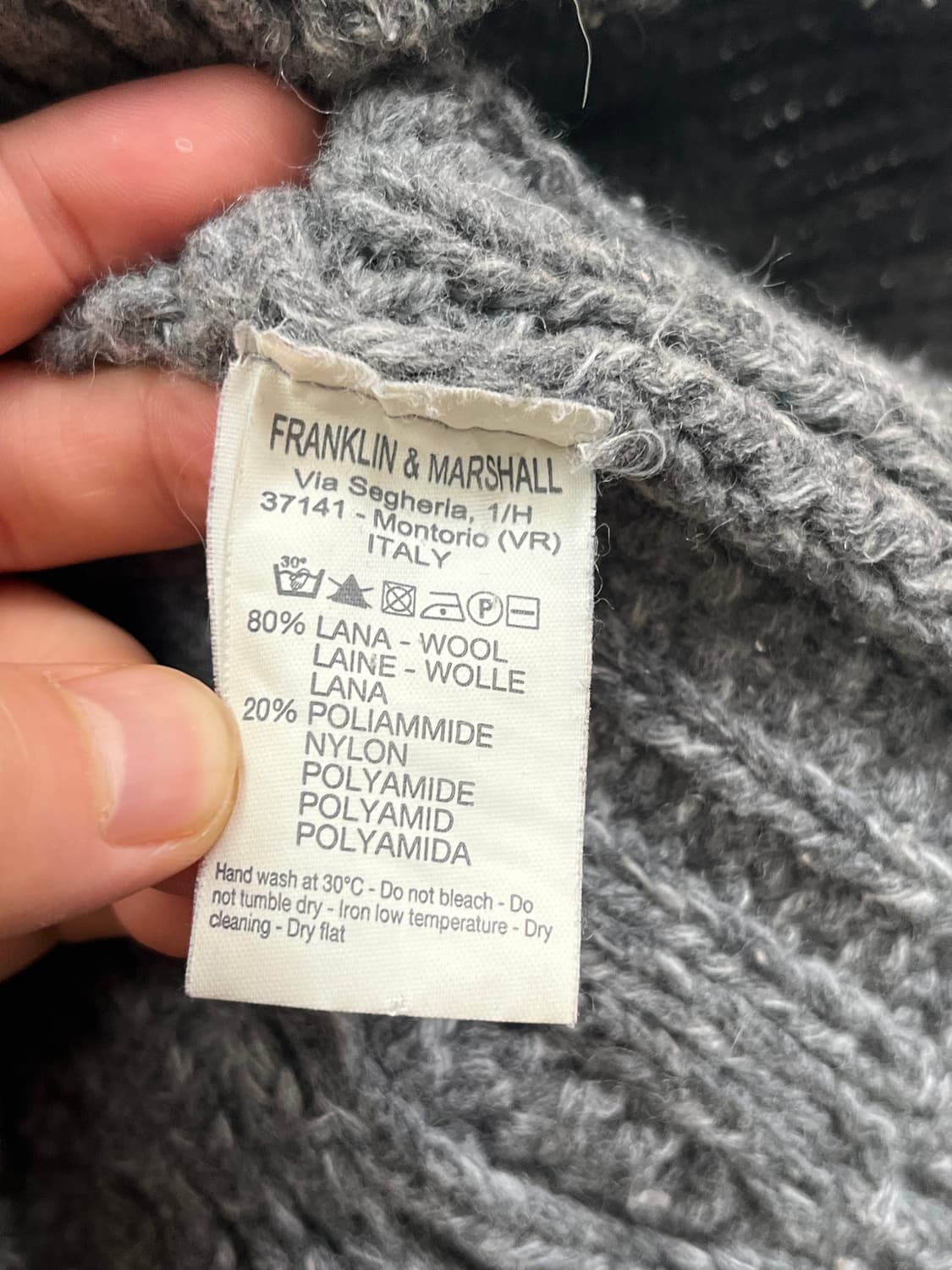 Franklin Marshall 케이블 니트 울 가디건 S 상품이미지7