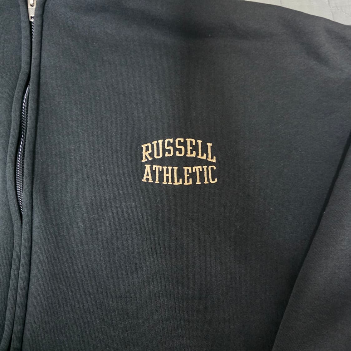 [XXL] 90s USA 빈티지 러셀 애슬레틱 후드집업 블랙 로고 상품이미지3