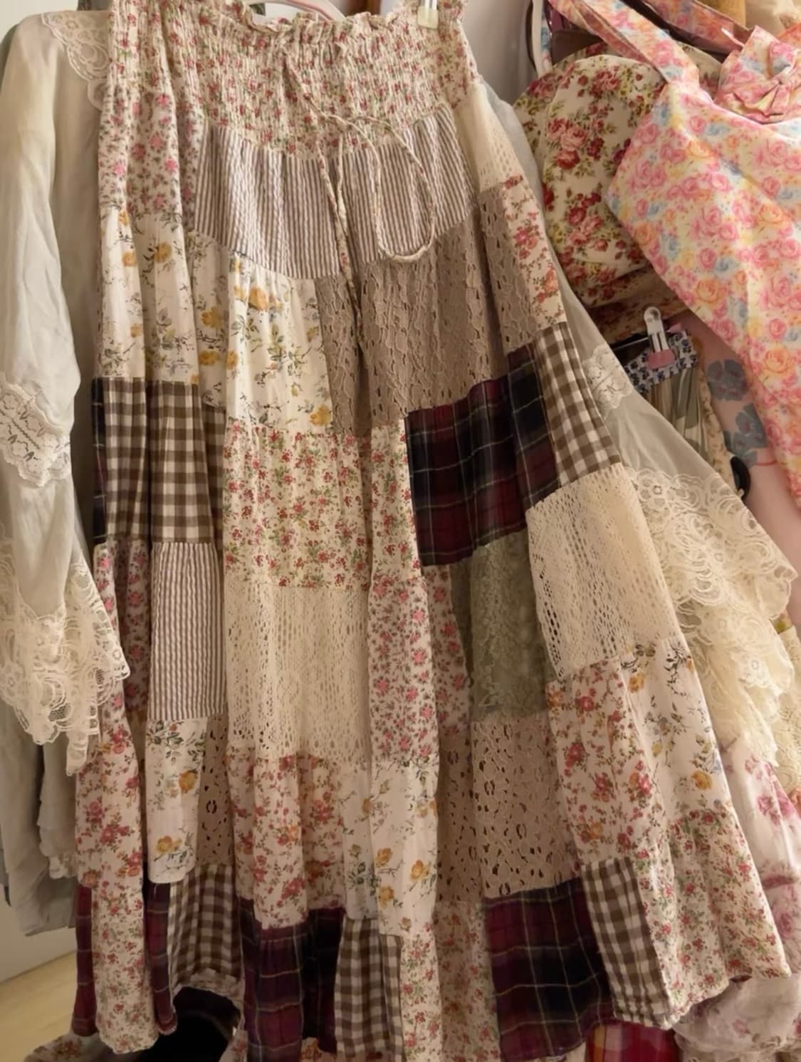 빈티지 사각패치원피스 사각패치스커트 상품이미지1