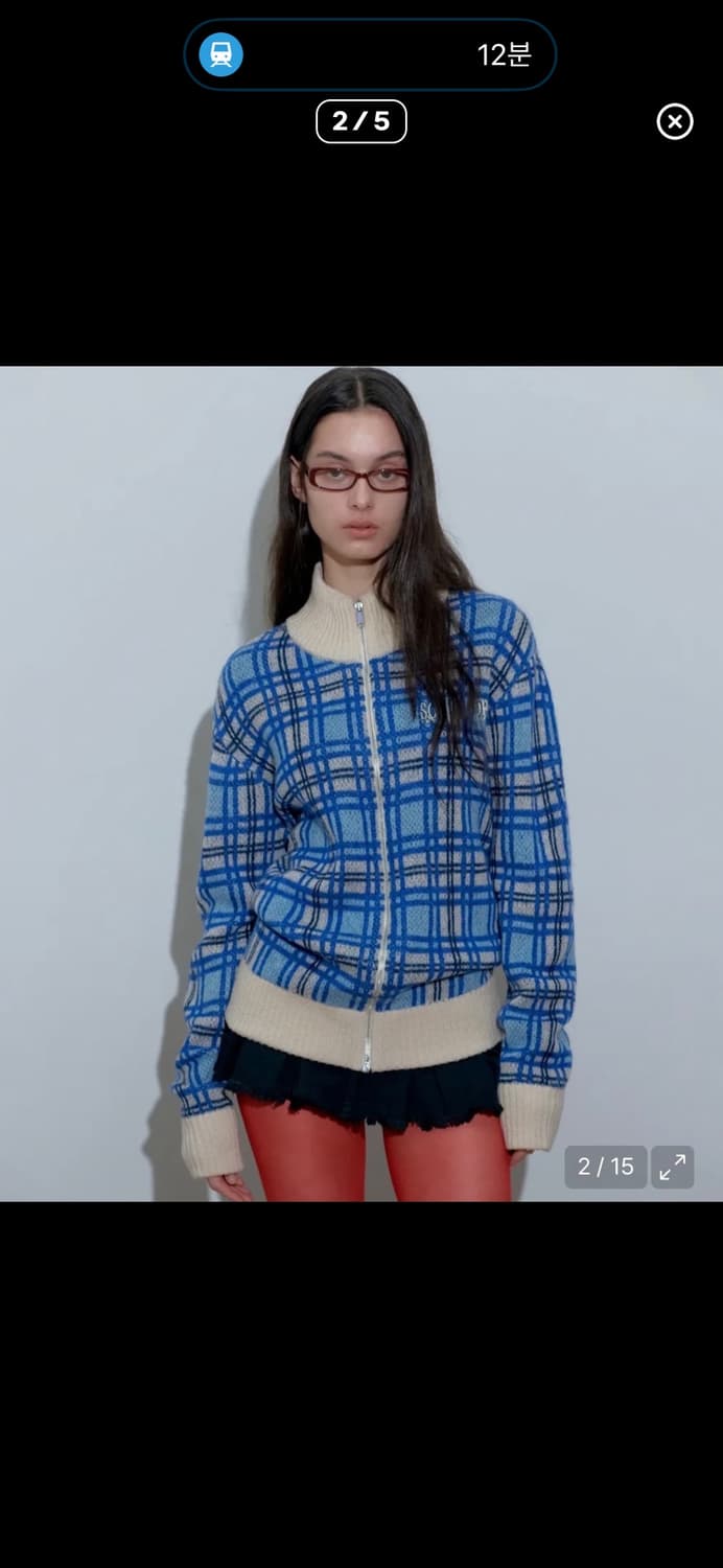 스컬프터 체크니트 집업 상품이미지1