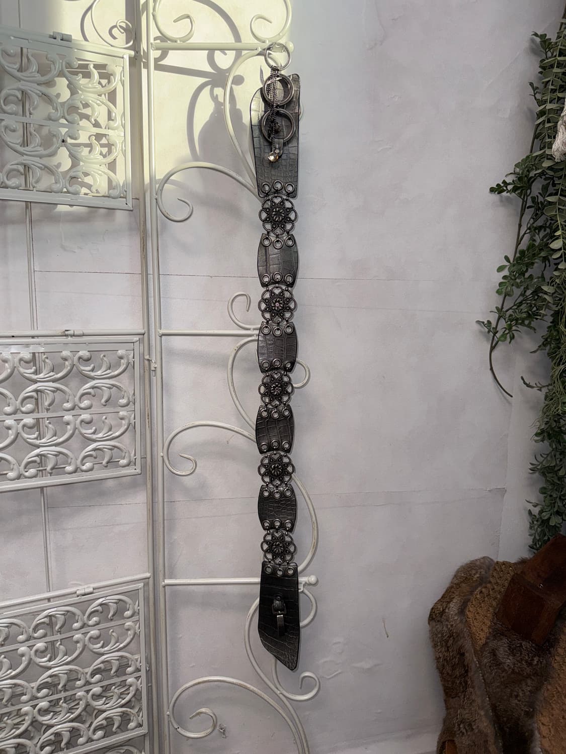 Metal silver python flower chain belt 상품이미지3