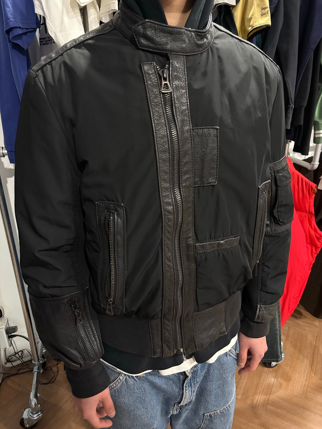 00s 휴고보스 레더패치 봄버자켓 상품이미지2