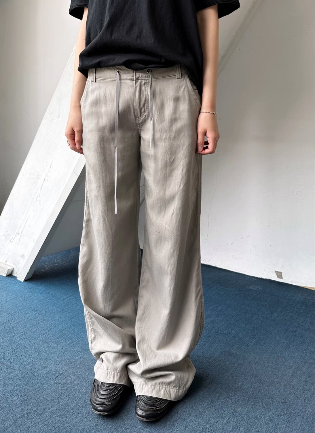 Cupro linen cotton blend straight pants 상품이미지2