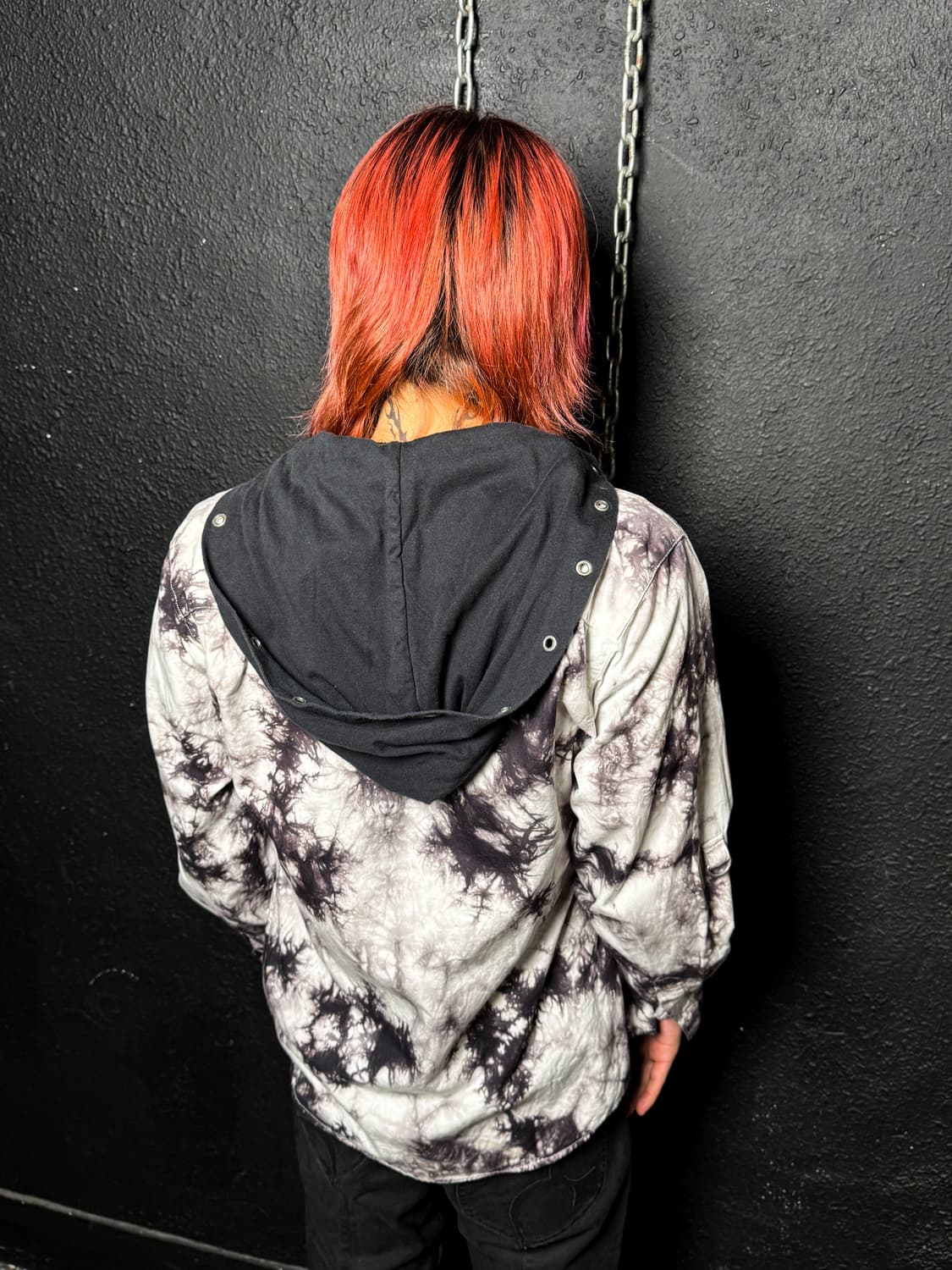 Tie-dye & Lettering Hooded Shirt Jacket  상품이미지5