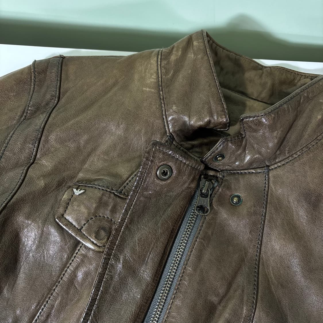 우먼M 아르마니 진스 브라운 양가죽 레더자켓 상품이미지2