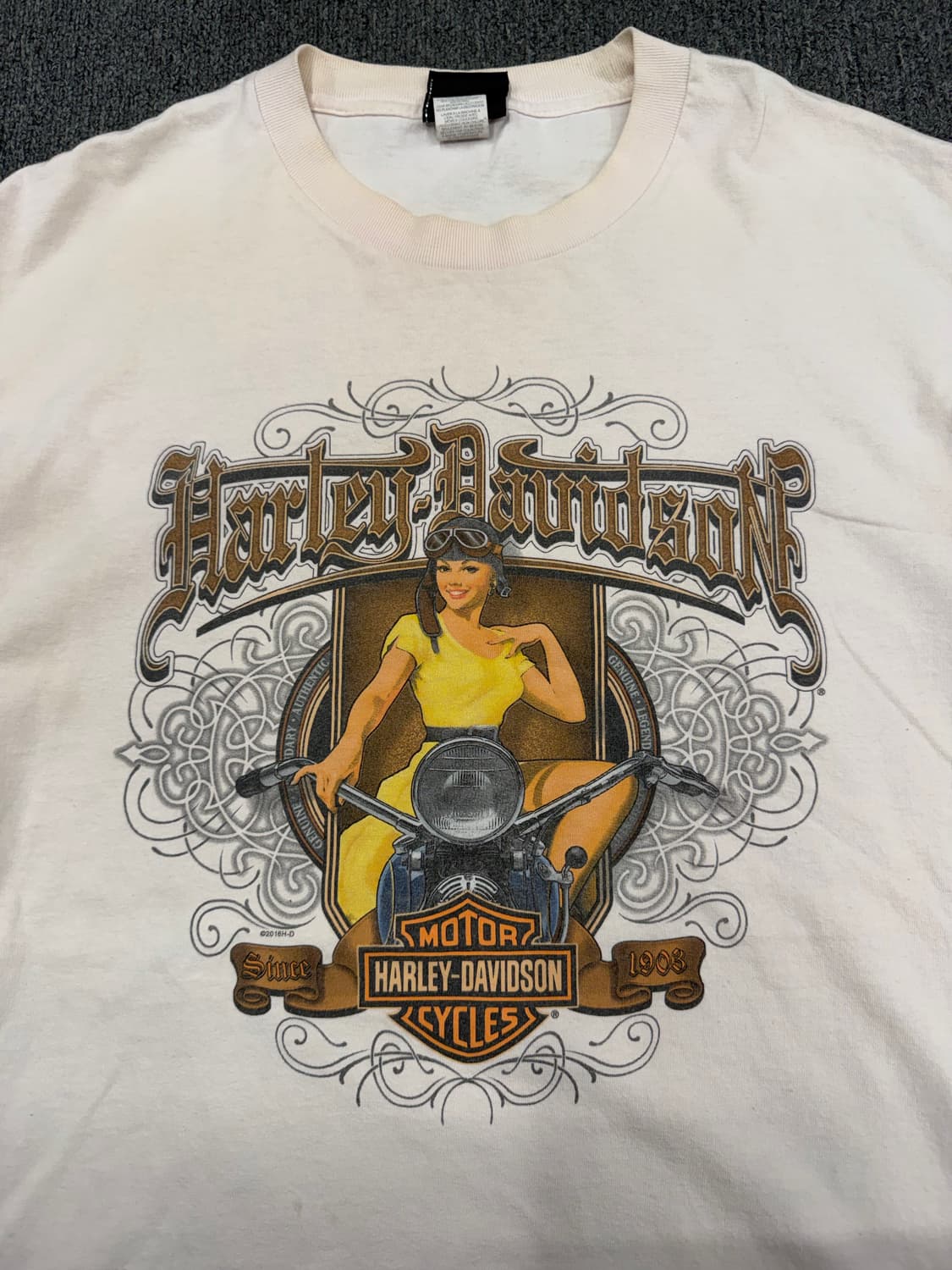 L) 할리데이비슨 빈티지 우먼스 프린팅 화이트 반팔 티셔츠 상품이미지3