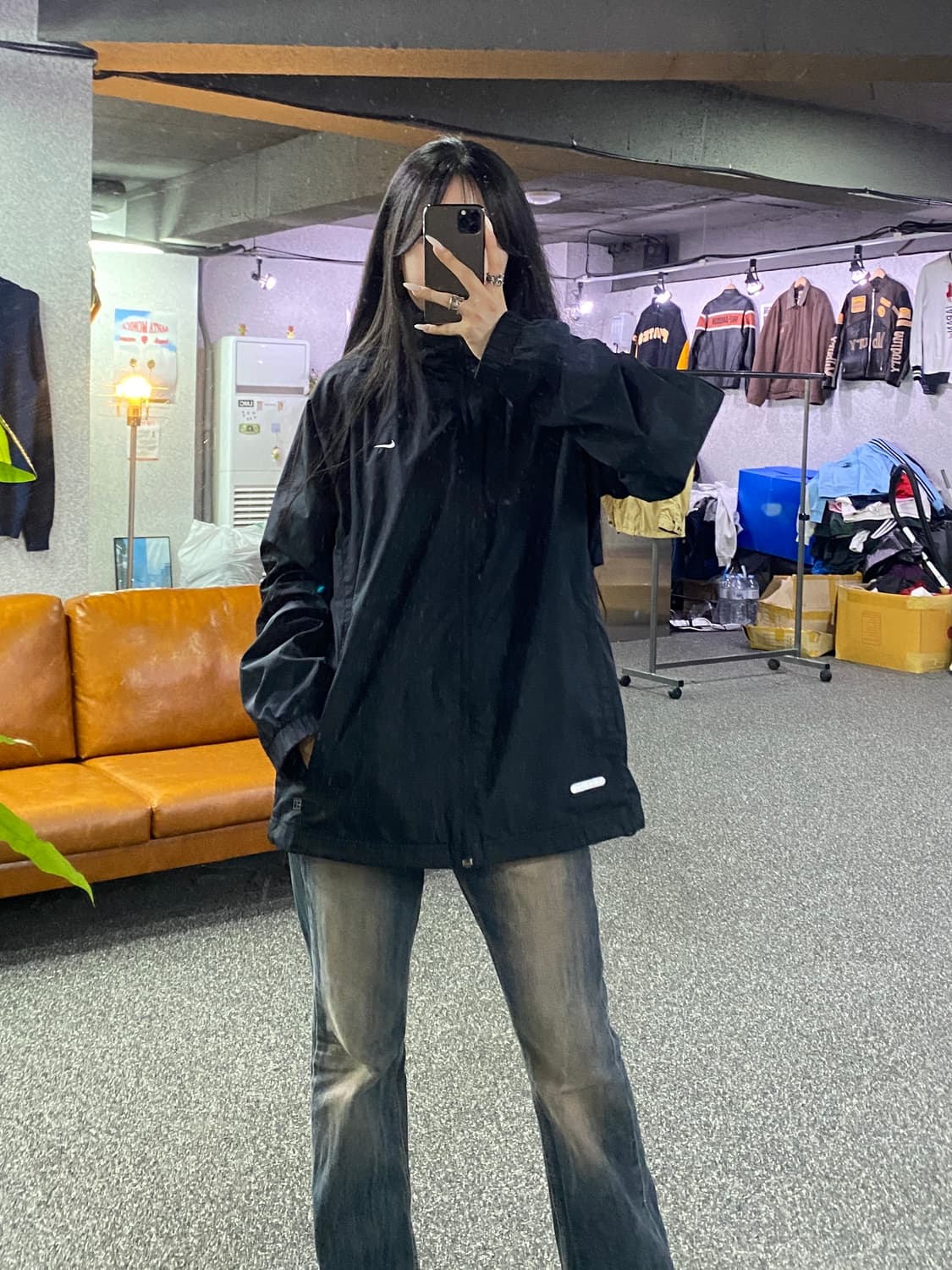 나이키 스우시 바람막이 자켓 블랙 B4987 상품이미지1