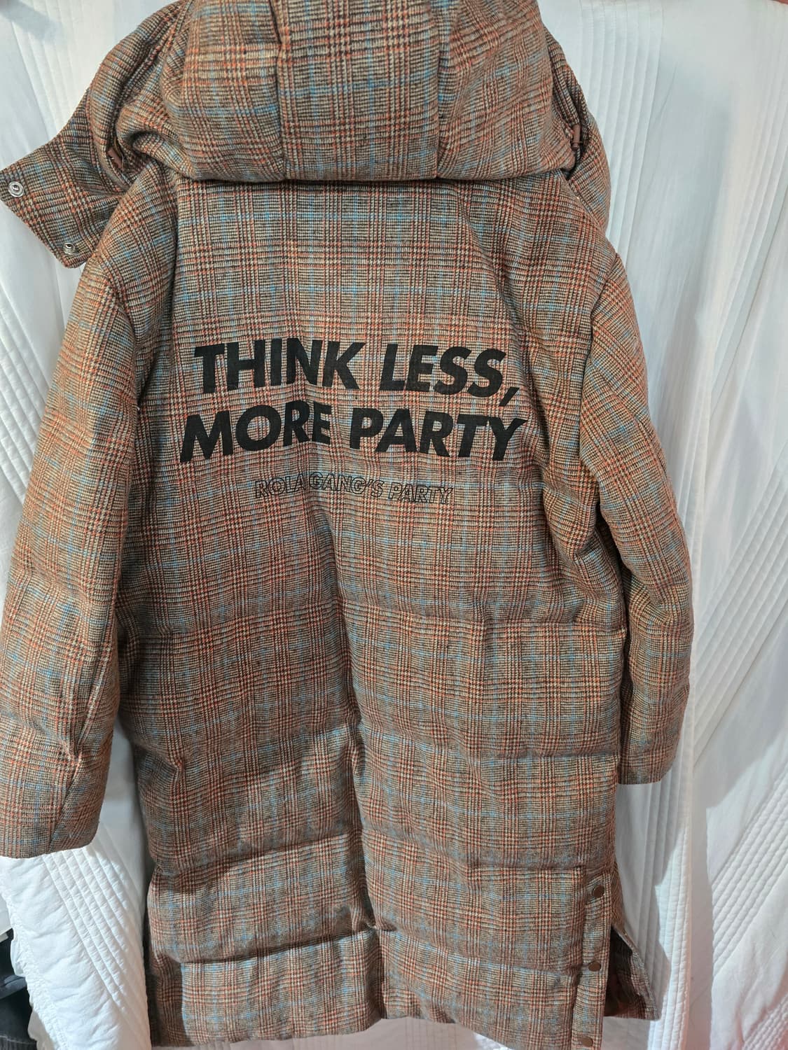 로라로라  체크 후드 오버핏 오리털롱패딩 점퍼 상품이미지4