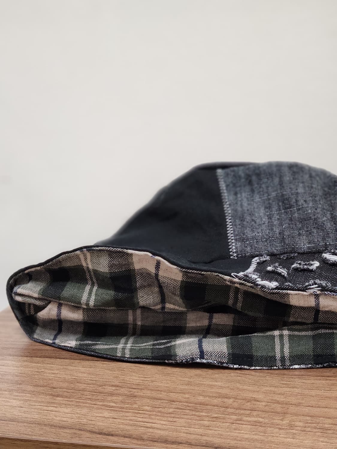 (no.5) 리버시블 패치워크 벙거지 버킷햇 Black Mix 상품이미지3