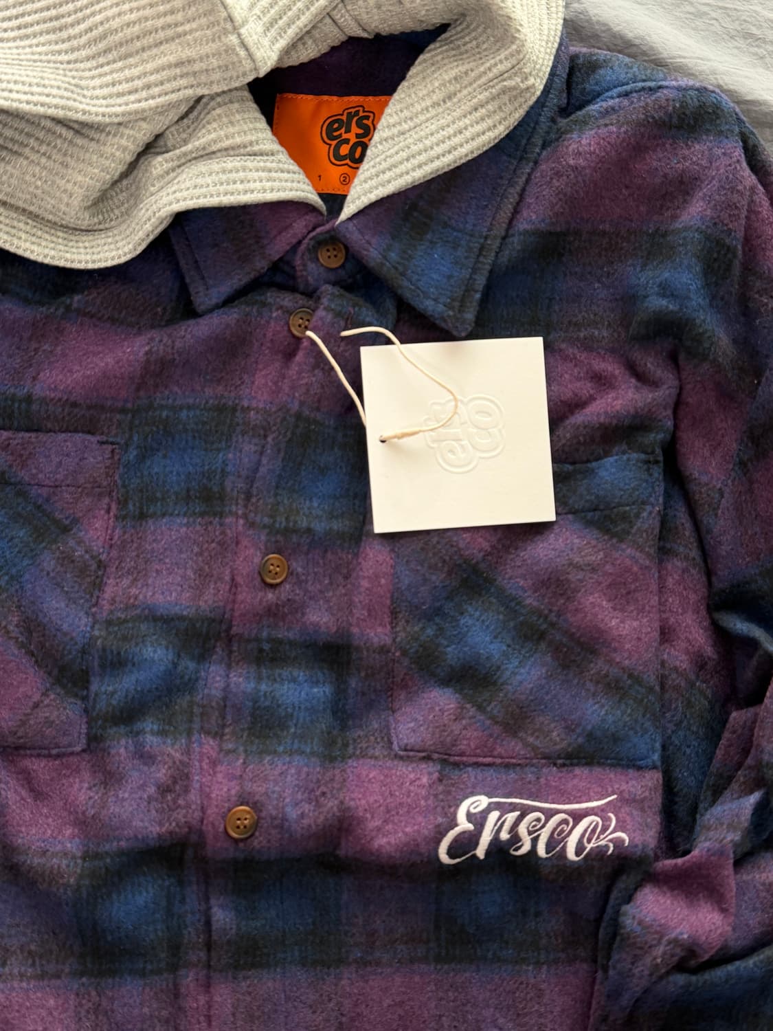 ERSCO 체크후드셔츠 새상품 상품이미지2