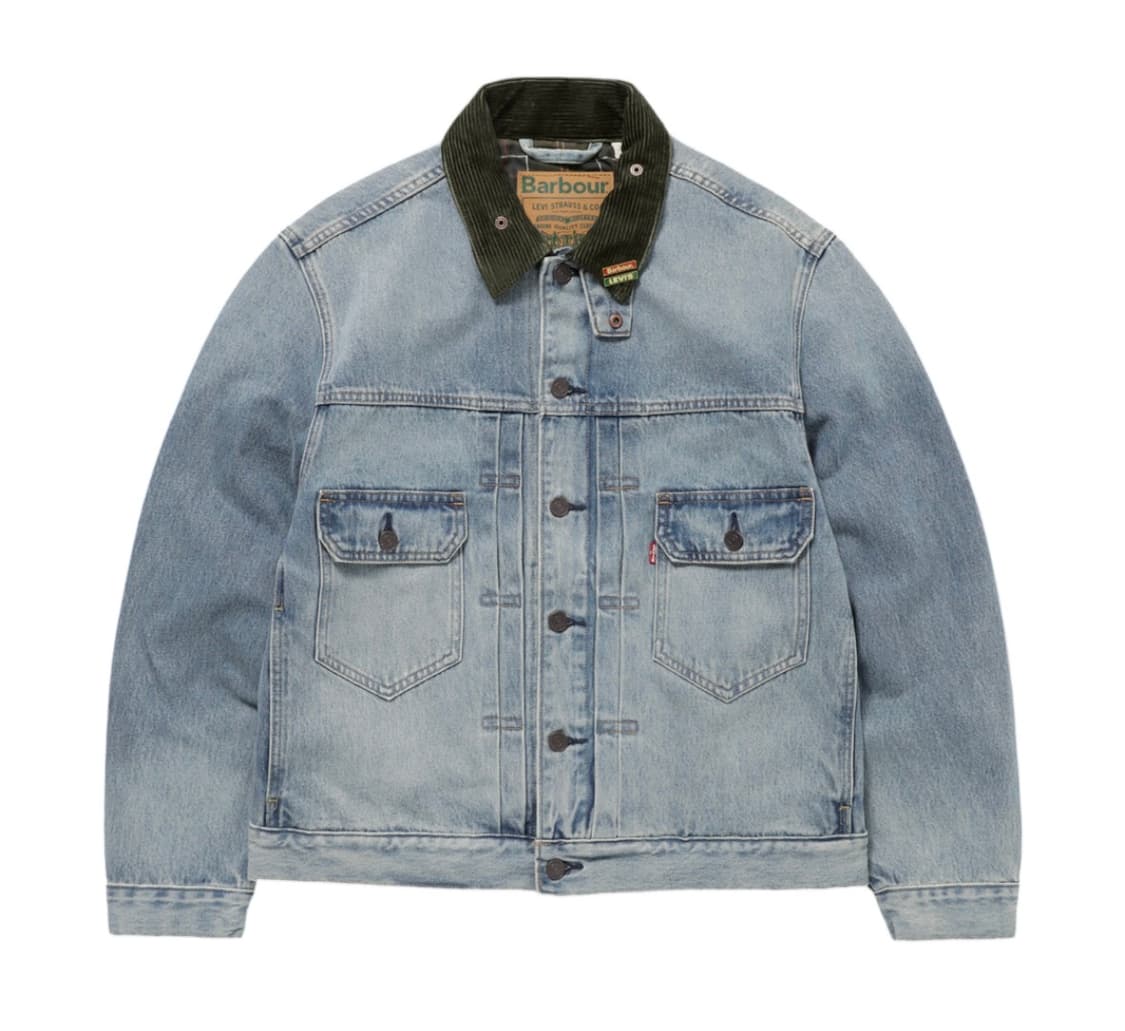 리바이스 x 바버 콜라보 트러커 자켓 빈티지 워시드 데님 상품이미지1