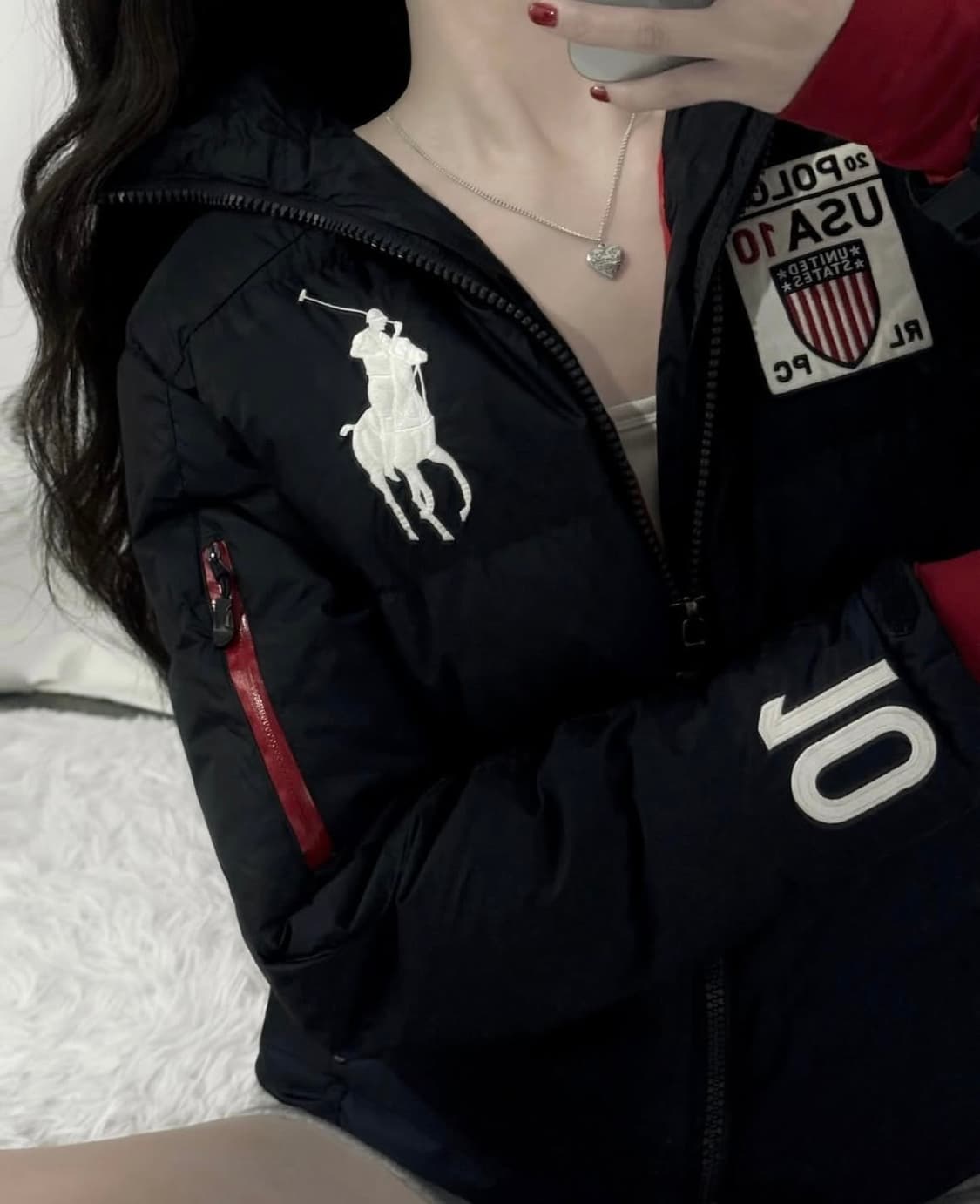 🐰폴로 랄프로렌 화이트 빅포니 usa 대대장 매물 후드 패딩♥️ 상품이미지1