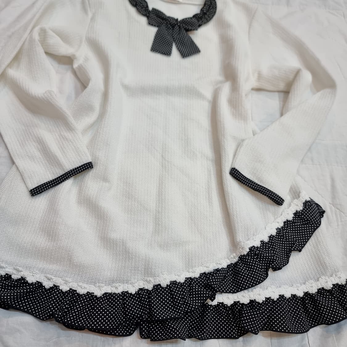 도트 프릴 리본 튜닉 원피스 상품이미지3