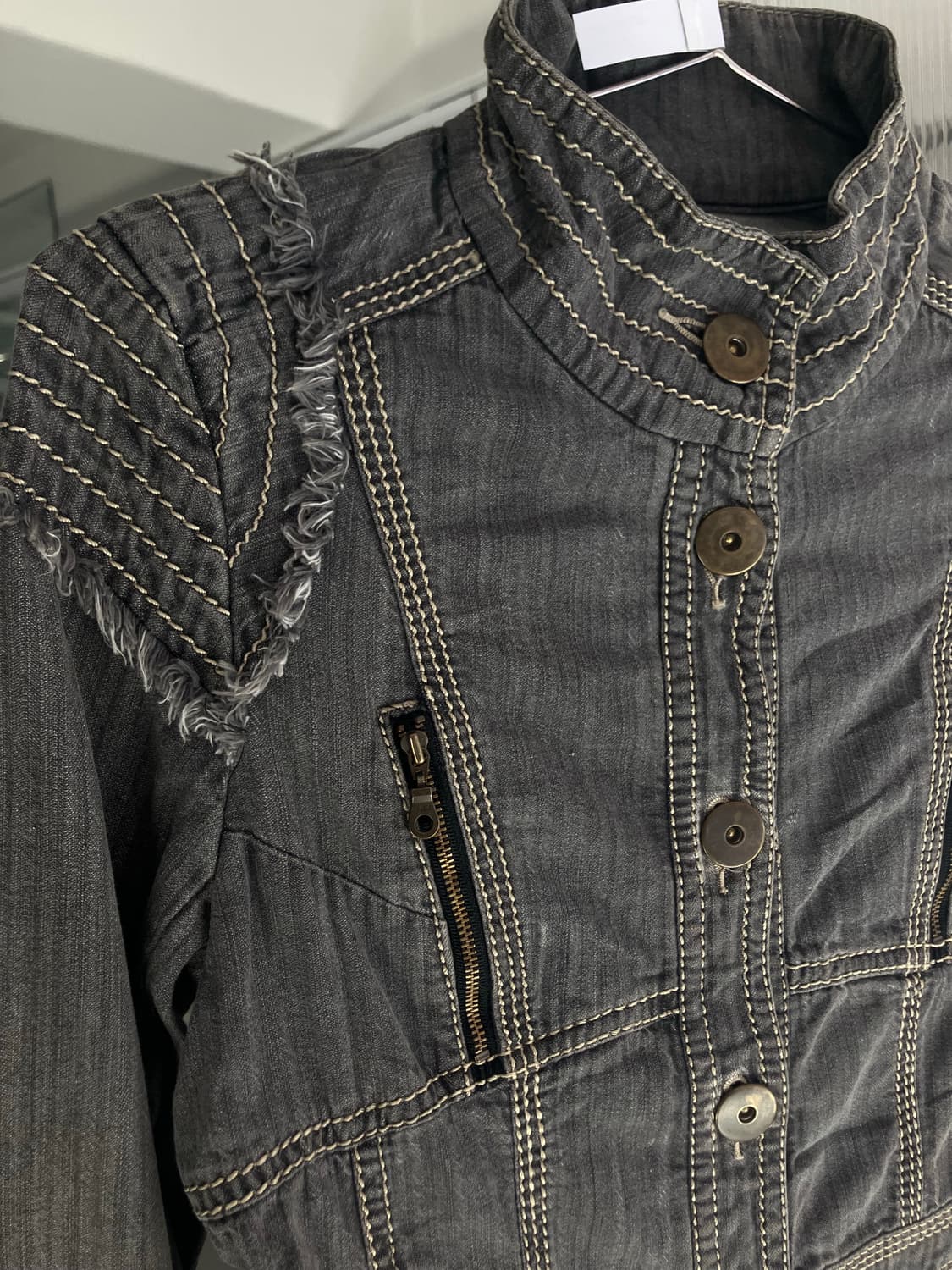 프린지 디테일 스티치데님 자켓 상품이미지3