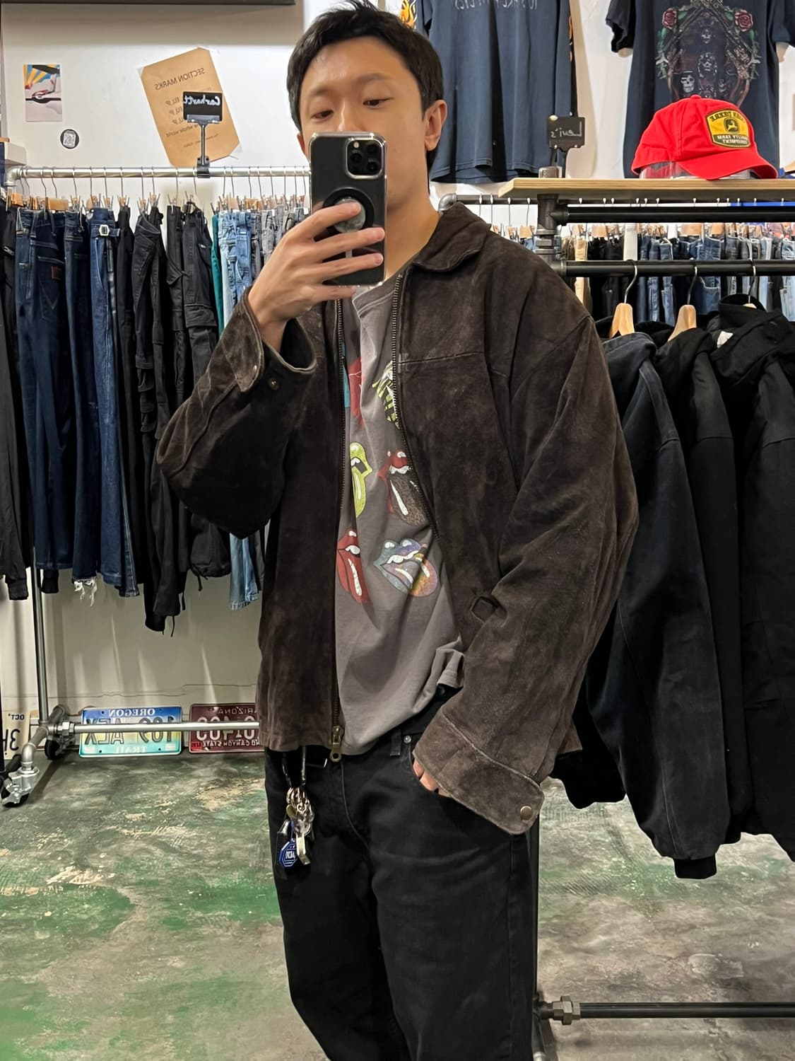 90's [XL] 가죽 자켓 빈티지 스웨이드 레더 퀼팅 풀집업 자켓 상품이미지3