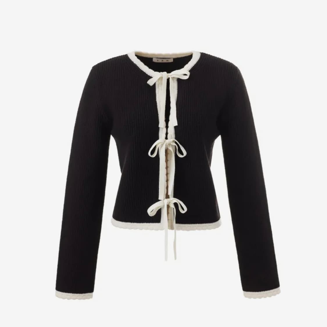 유어네임히얼(Your name here) 배색 리본이 가디건 새상품  상품이미지3