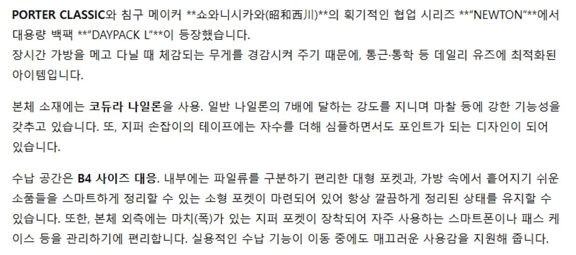OS) 포터클래식 뉴턴 데이 팩 백팩 블랙 상품이미지6
