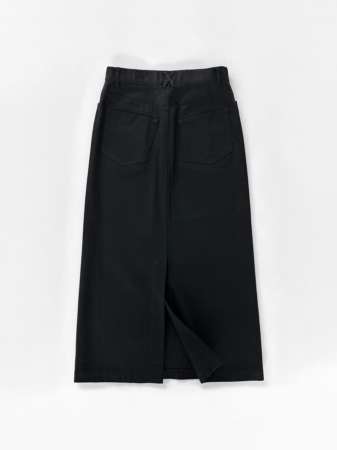 00s 트리콧 꼼데 가르송 블랙 코튼 롱 스커트 상품이미지3