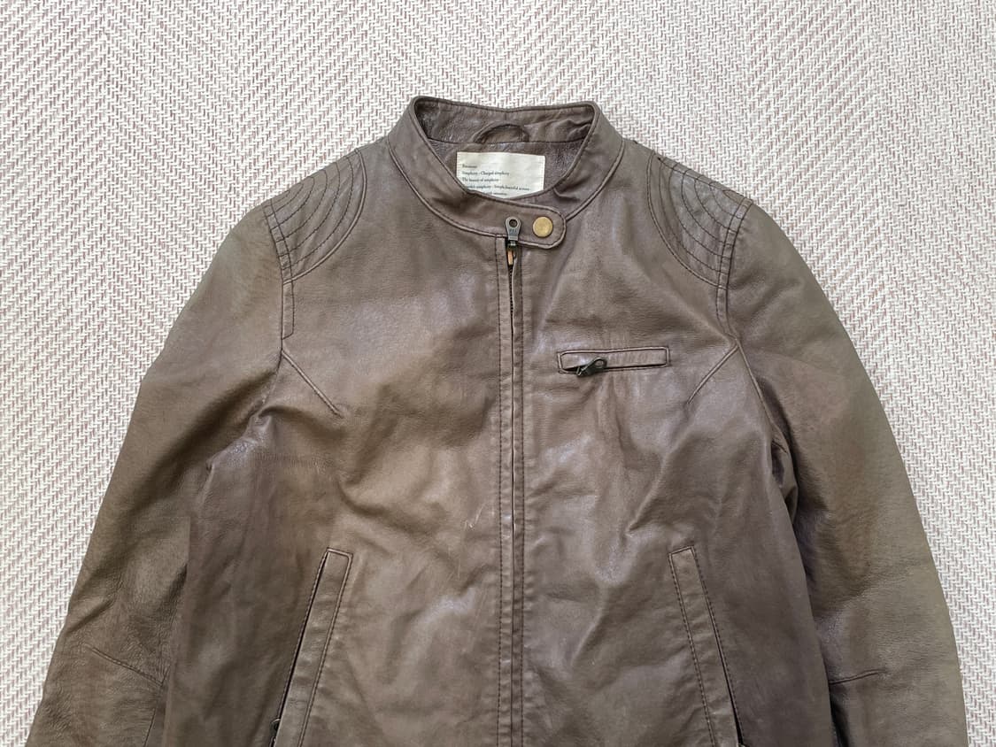빈티지 싱글라이더  브라운 돈피 레더 자켓  상품이미지3