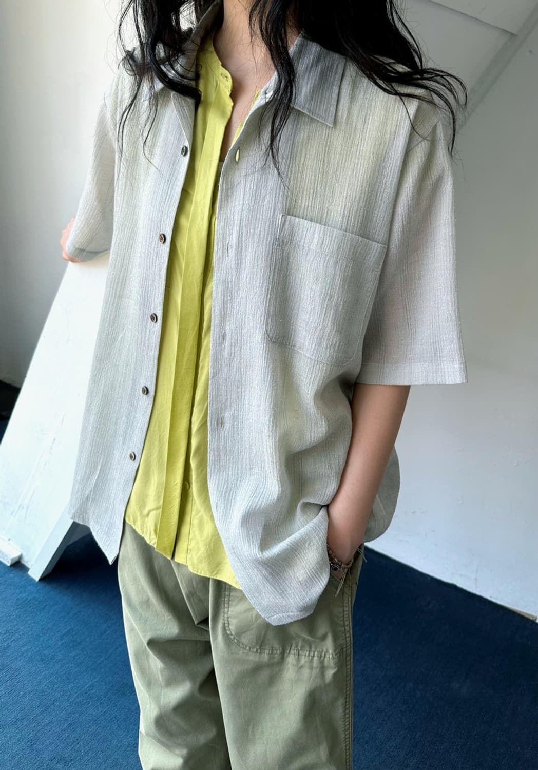 Natural fabric jacquard design half shir 상품이미지10