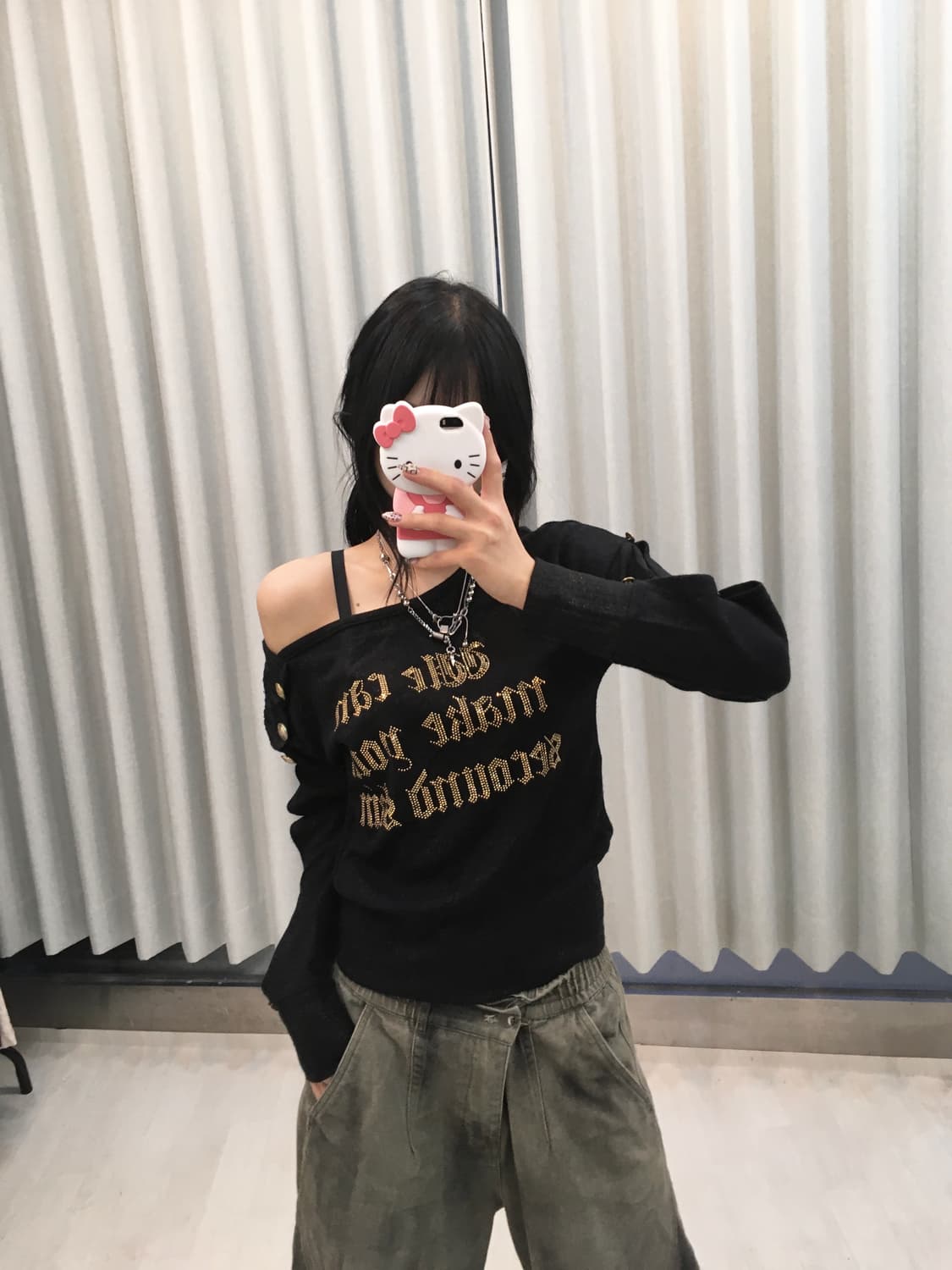 골드 큐빅 버튼 갸루 티셔츠 상품이미지1